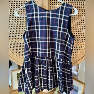 Zara Plaid Peplum Top with Bow Ties